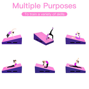 Incline Gymnastics Mat, Gym Fitness Skill Shape Tumbling Mat with Carrying Handles