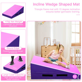 Incline Gymnastics Mat, Gym Fitness Skill Shape Tumbling Mat with Carrying Handles