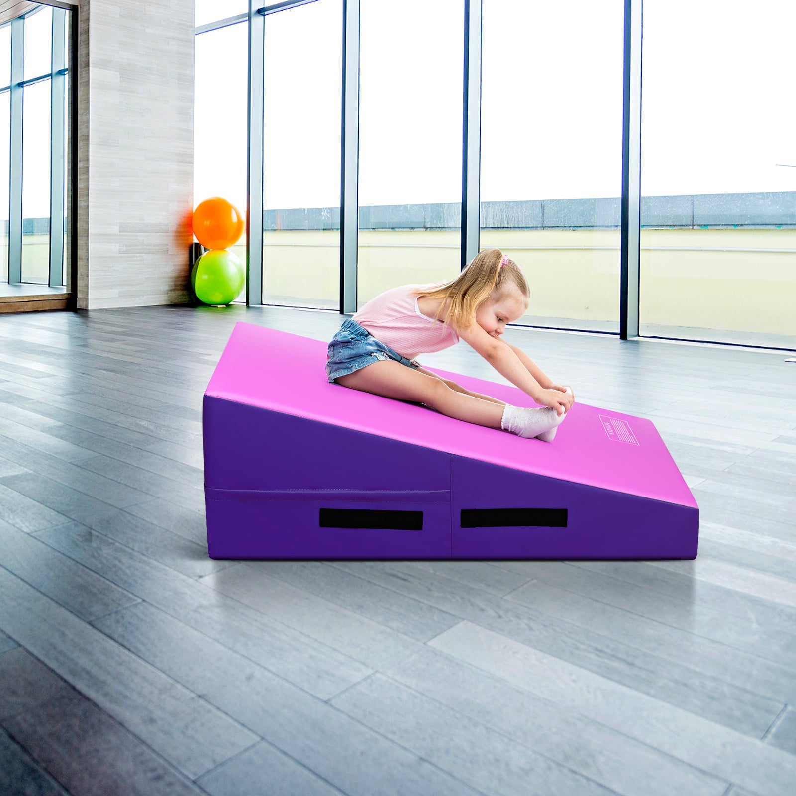 Incline Gymnastics Mat, Gym Fitness Skill Shape Tumbling Mat with Carrying Handles