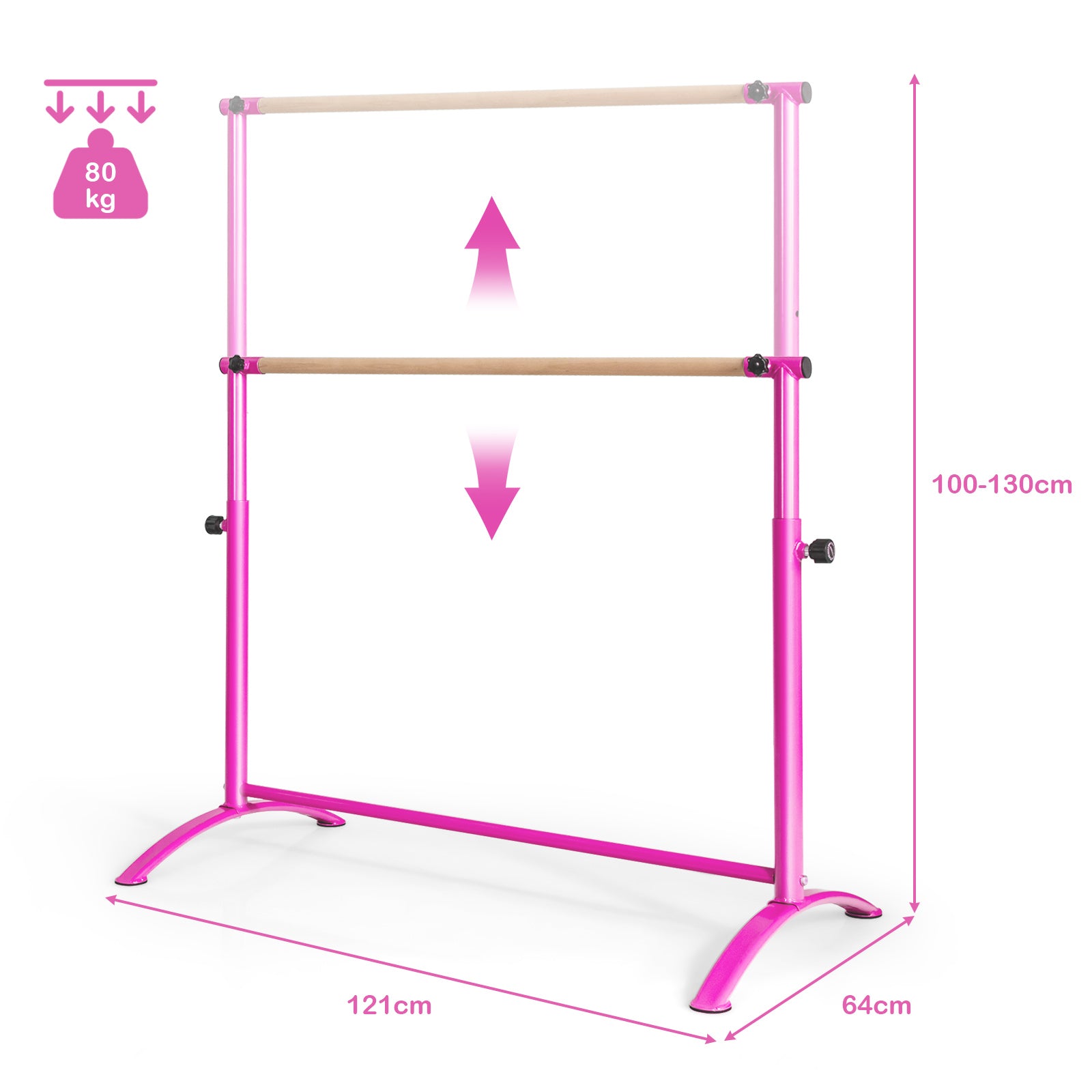 130 cm Ballet Barre Bar, Freestanding Exquisite Beech Wood Dancing Bar