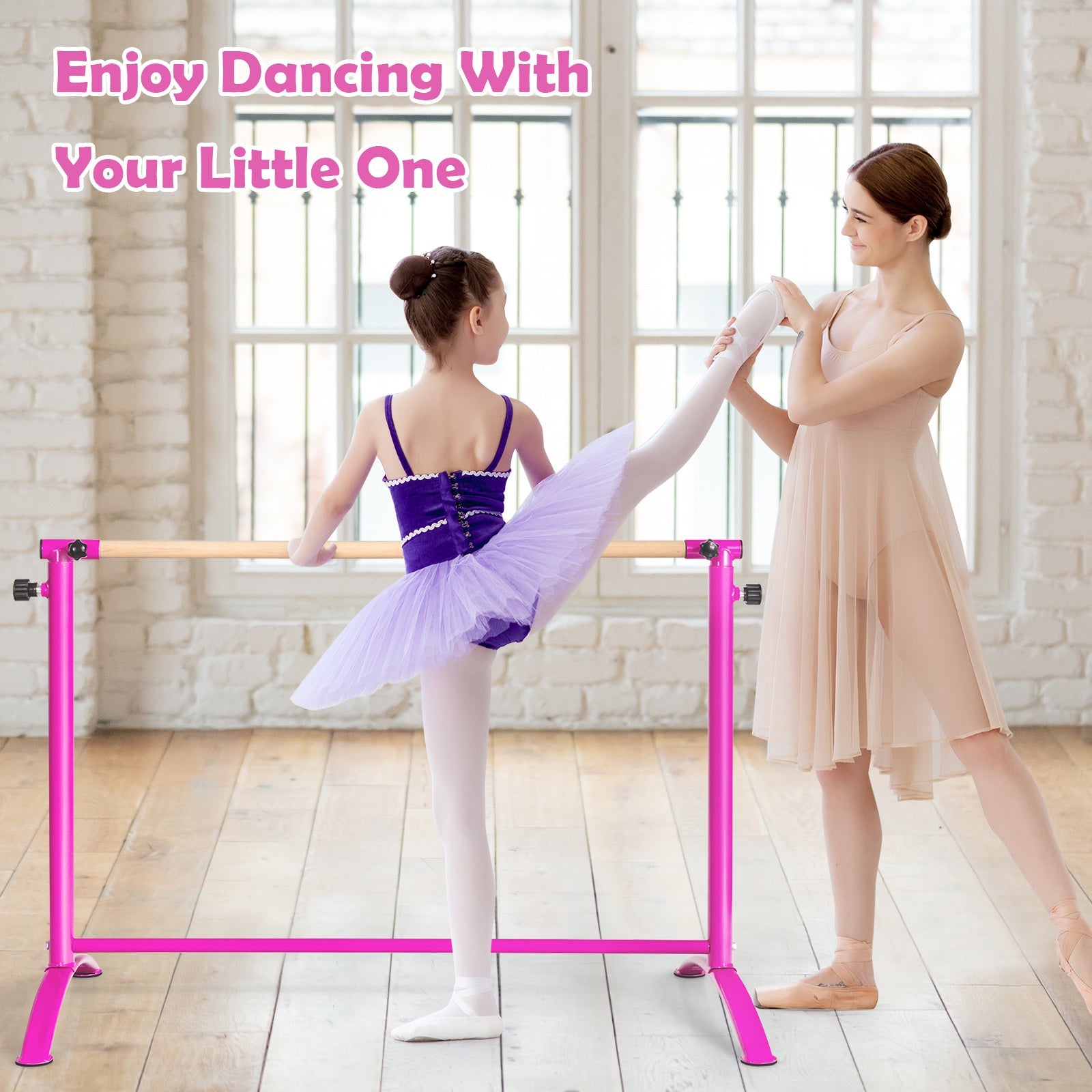 130 cm Ballet Barre Bar, Freestanding Exquisite Beech Wood Dancing Bar