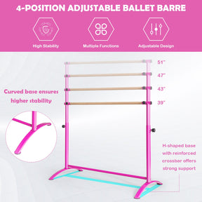 130 cm Ballet Barre Bar, Freestanding Exquisite Beech Wood Dancing Bar