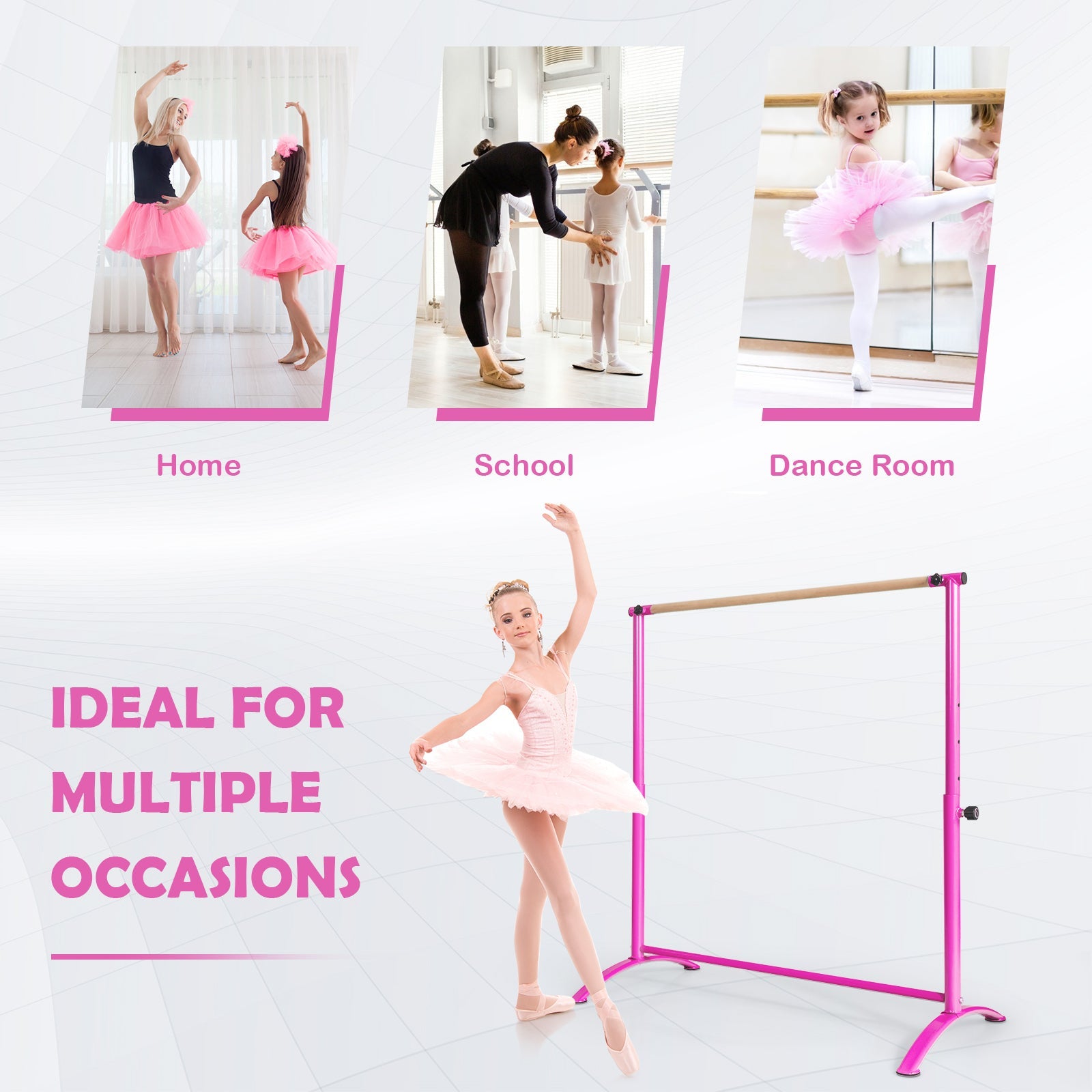 130 cm Ballet Barre Bar, Freestanding Exquisite Beech Wood Dancing Bar