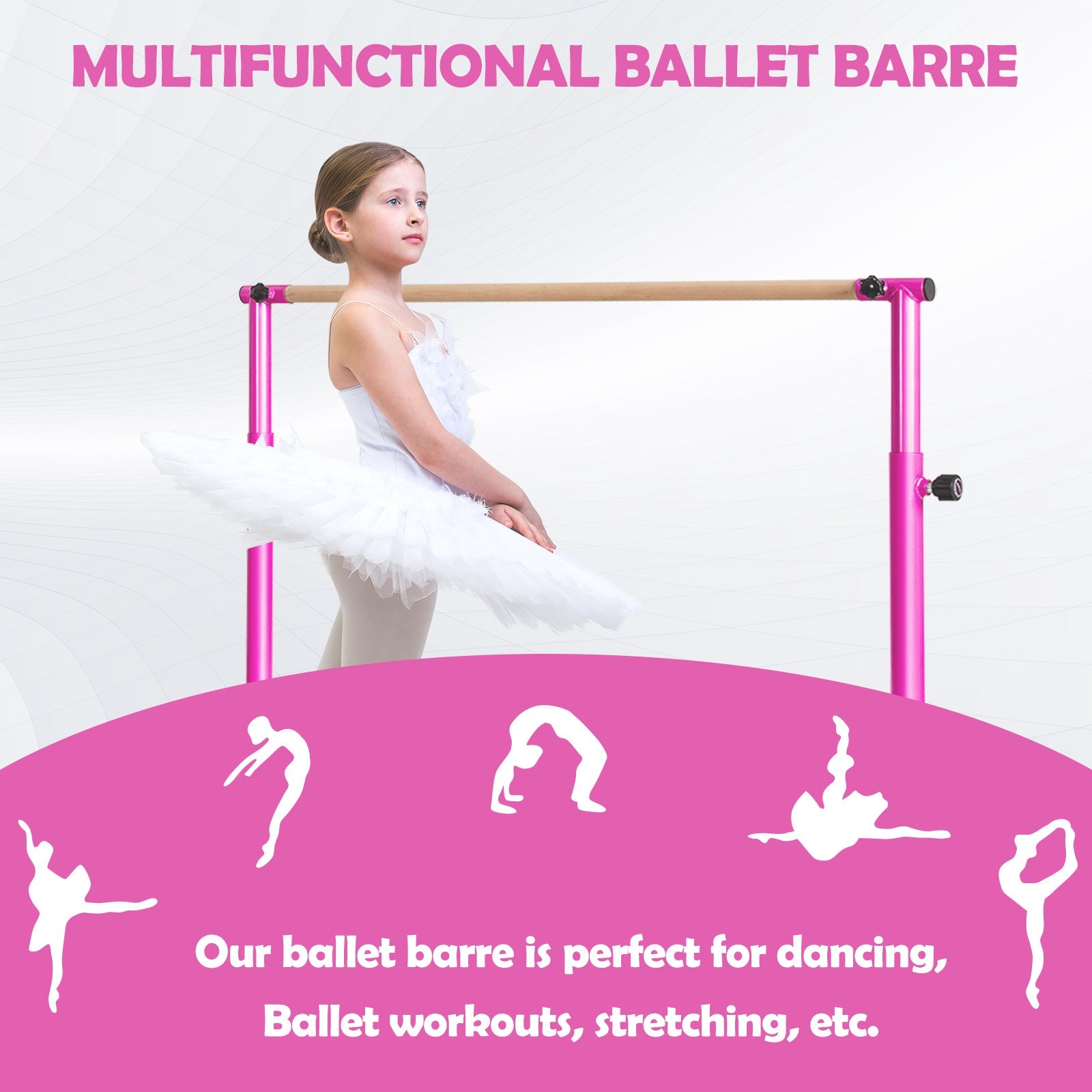 130 cm Ballet Barre Bar, Freestanding Exquisite Beech Wood Dancing Bar