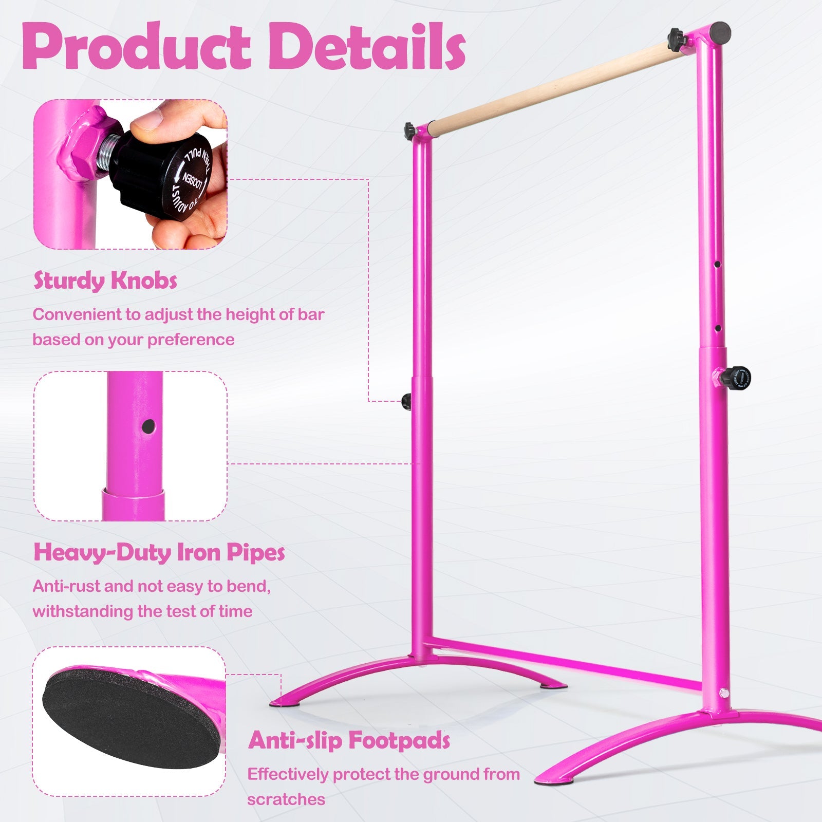 130 cm Ballet Barre Bar, Freestanding Exquisite Beech Wood Dancing Bar