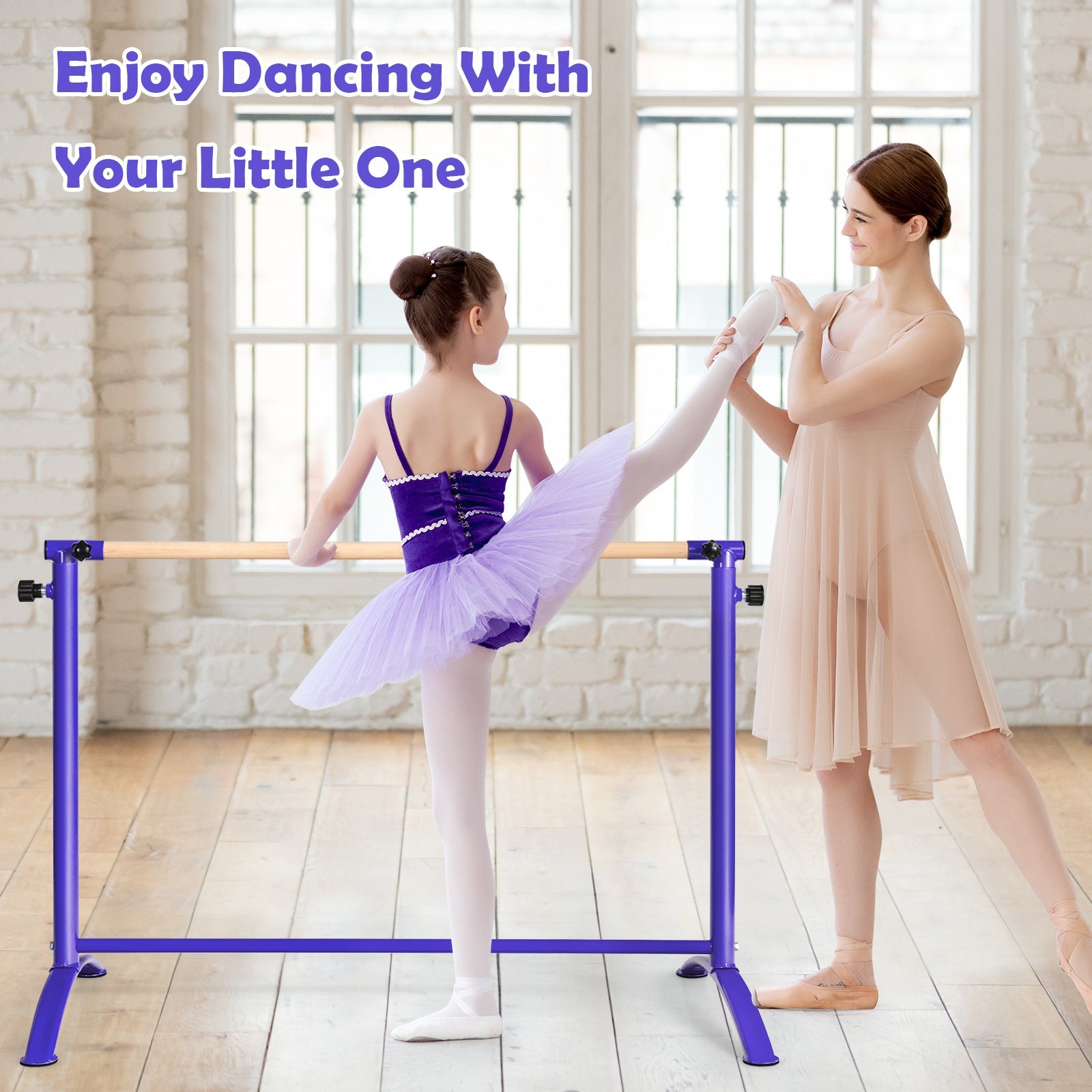 130 cm Ballet Barre Bar, Freestanding Dancing Bar W/ 4-Position Adjustable Height