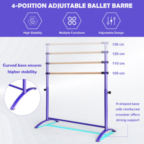 130 cm Ballet Barre Bar, Freestanding Dancing Bar W/ 4-Position Adjustable Height