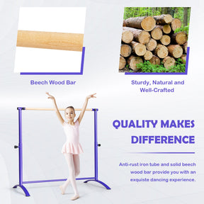 130 cm Ballet Barre Bar, Freestanding Dancing Bar W/ 4-Position Adjustable Height