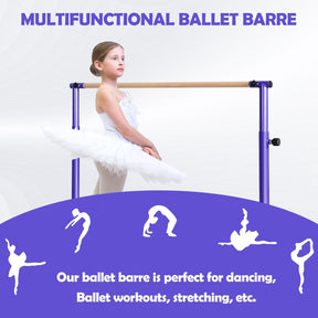 130 cm Ballet Barre Bar, Freestanding Dancing Bar W/ 4-Position Adjustable Height