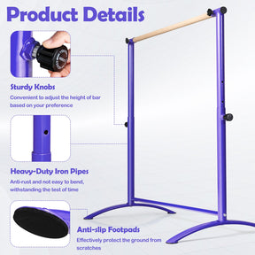 130 cm Ballet Barre Bar, Freestanding Dancing Bar W/ 4-Position Adjustable Height