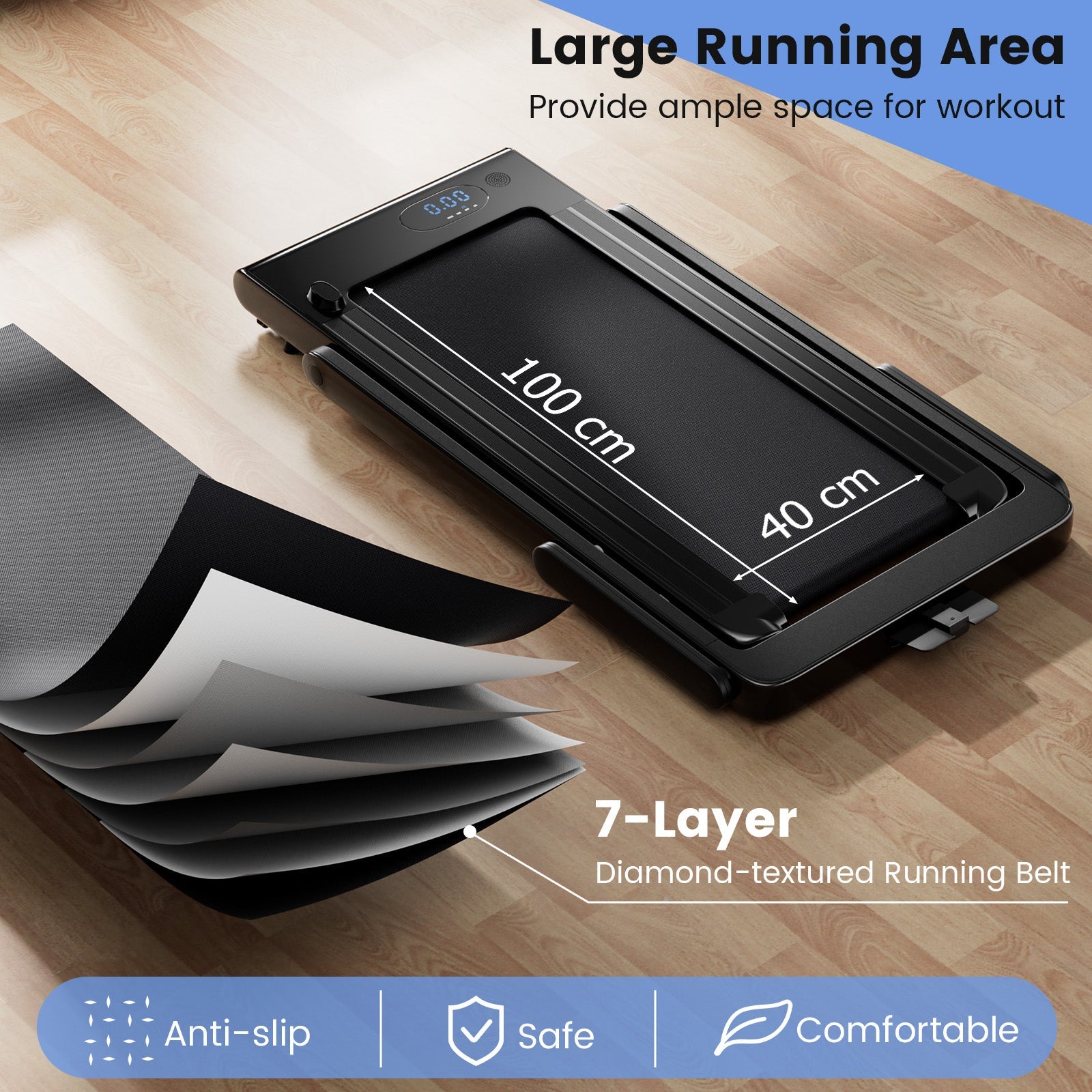 Electric Running Machine with LED Display & Workout APP for Home
