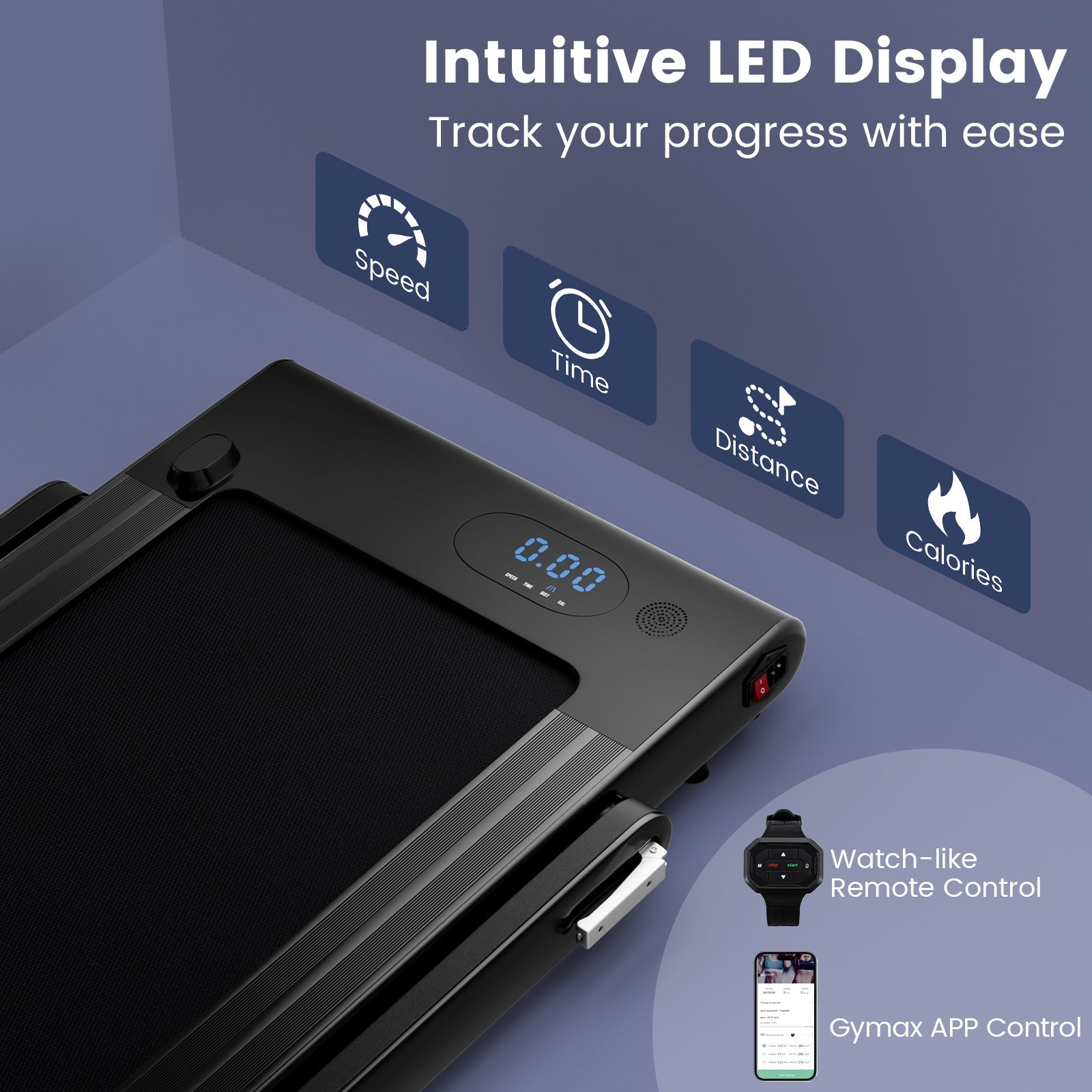 Electric Running Machine with LED Display & Workout APP for Home