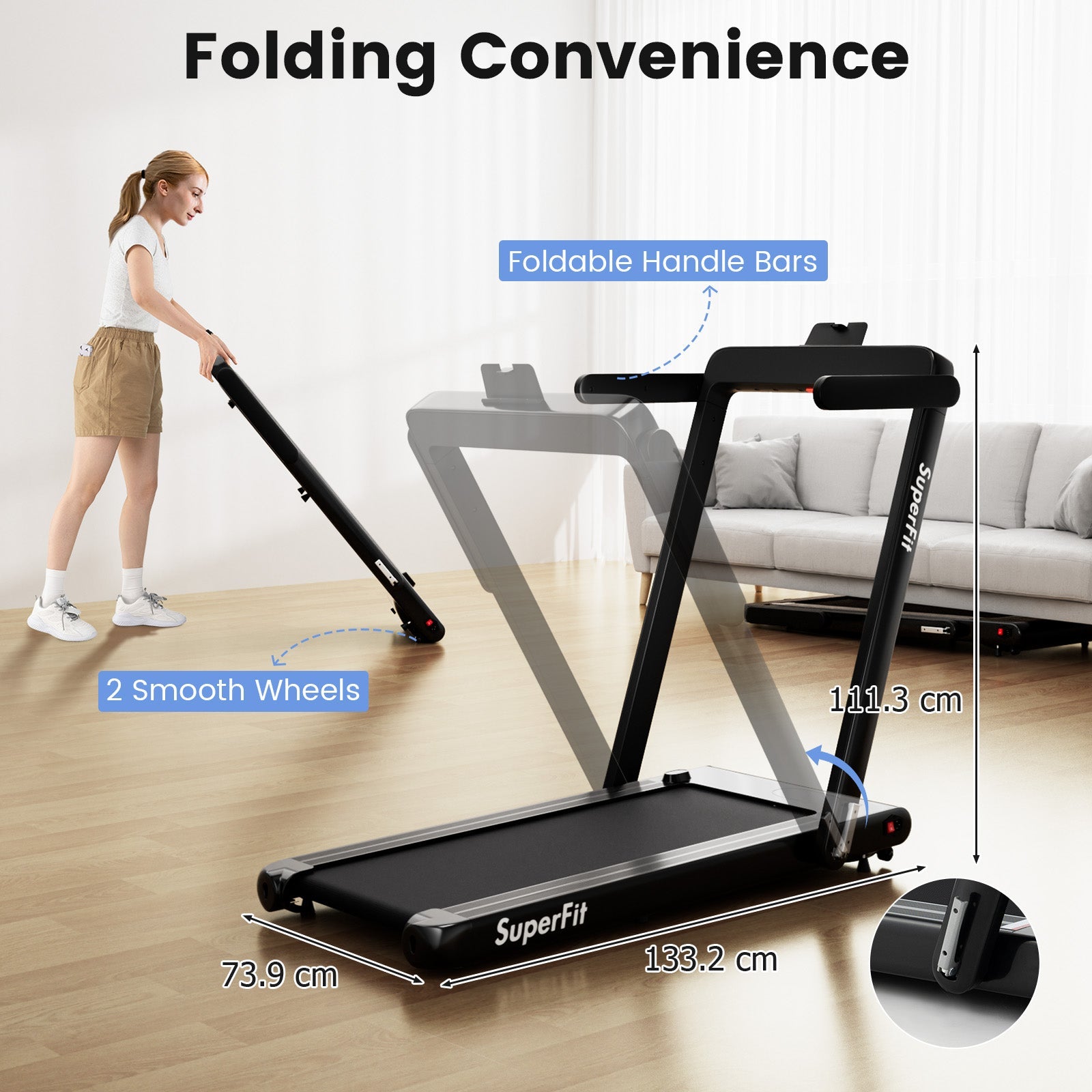 Electric Running Machine with LED Display & Workout APP for Home