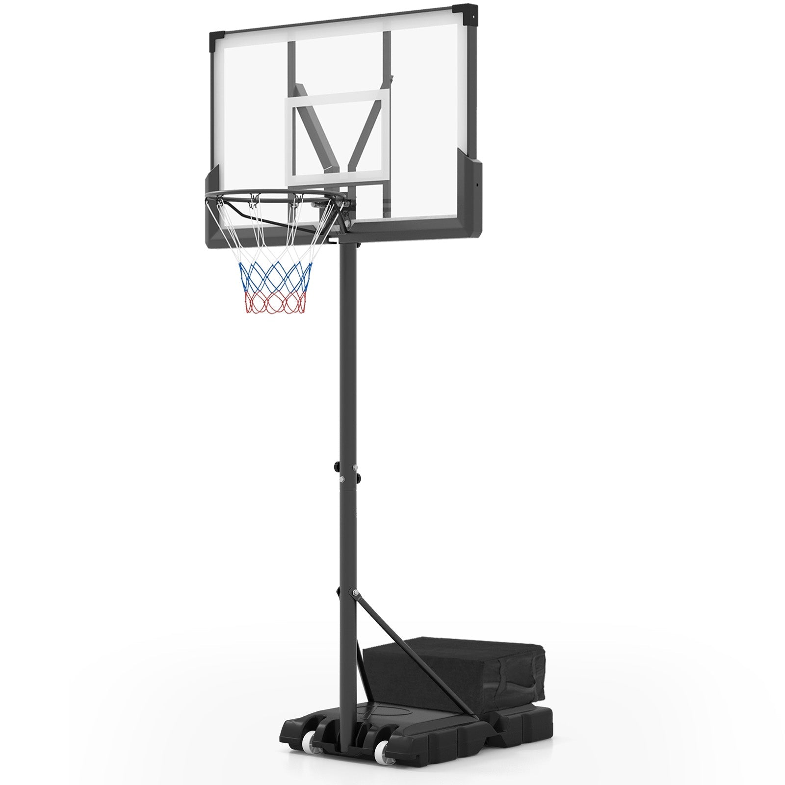Portable Basketball Hoop with Impact Resistant Backboard and Fillable