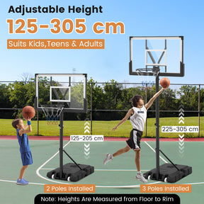 Portable Basketball Hoop with Impact Resistant Backboard and Fillable Base