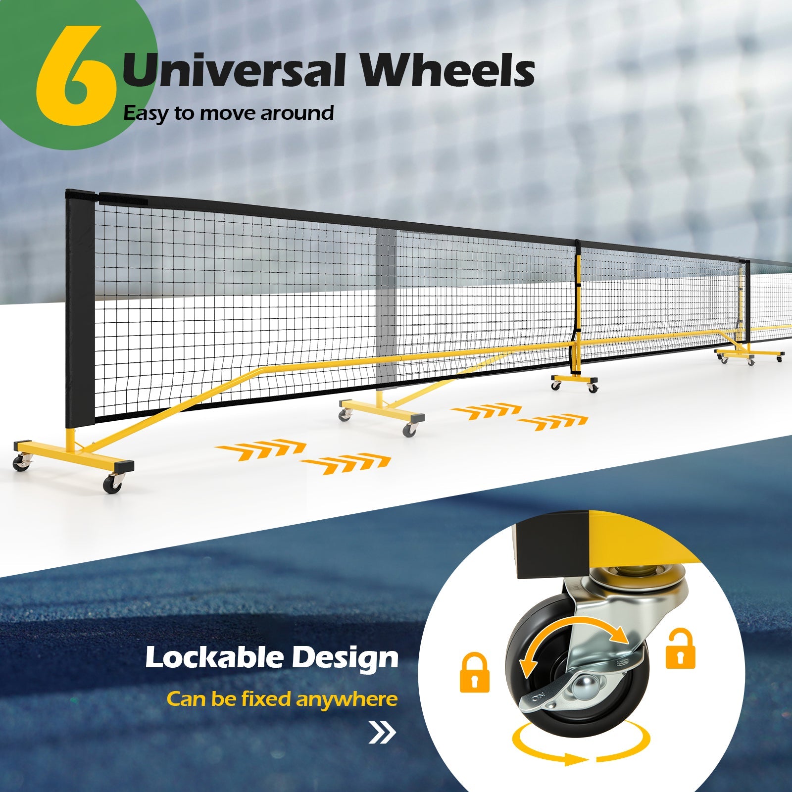 Portable Pickleball Net, 6.75m Regulation Size Pickle Ball Net System