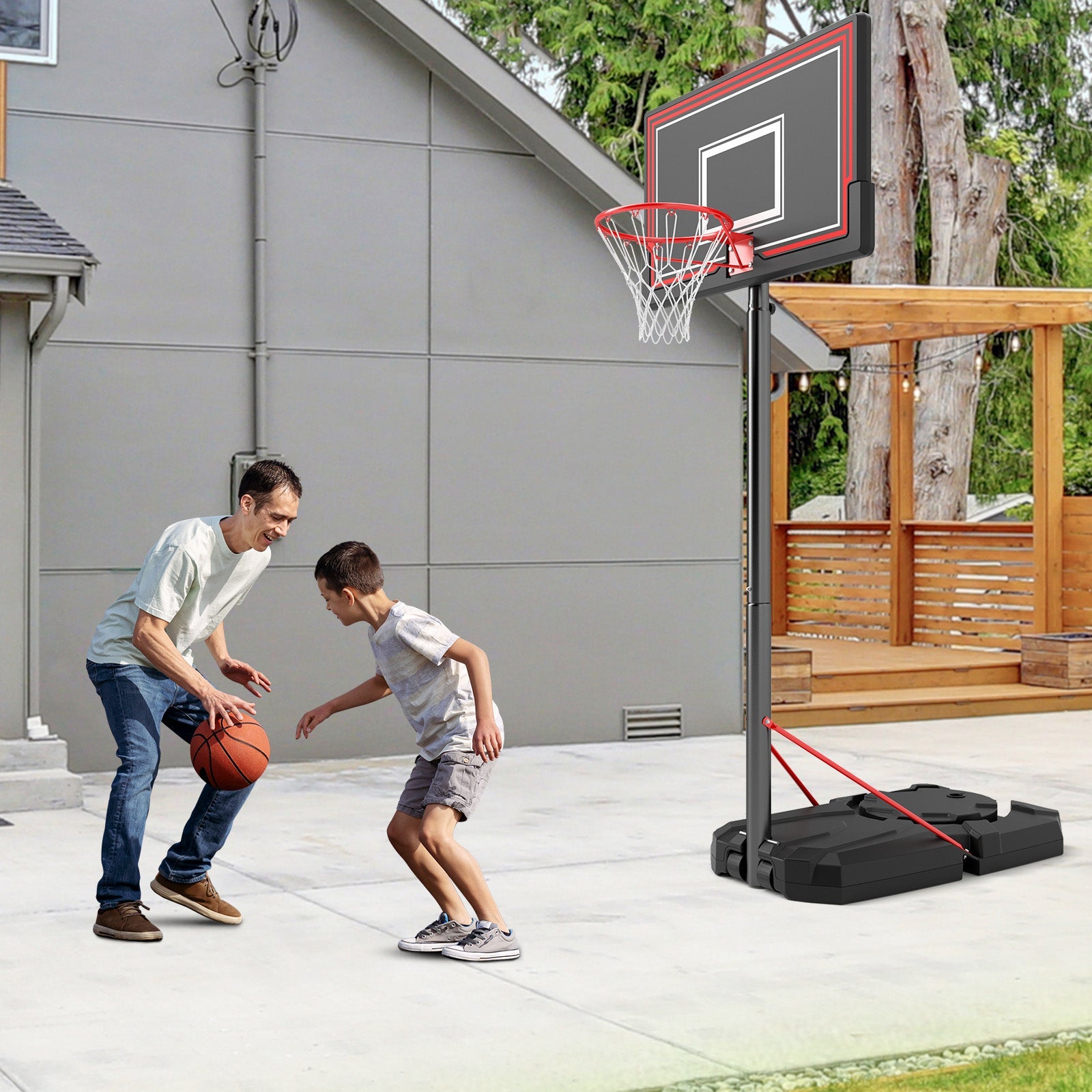 Portable Basketball Hoop with with 110cm Shatterproof Backboard and Wheels