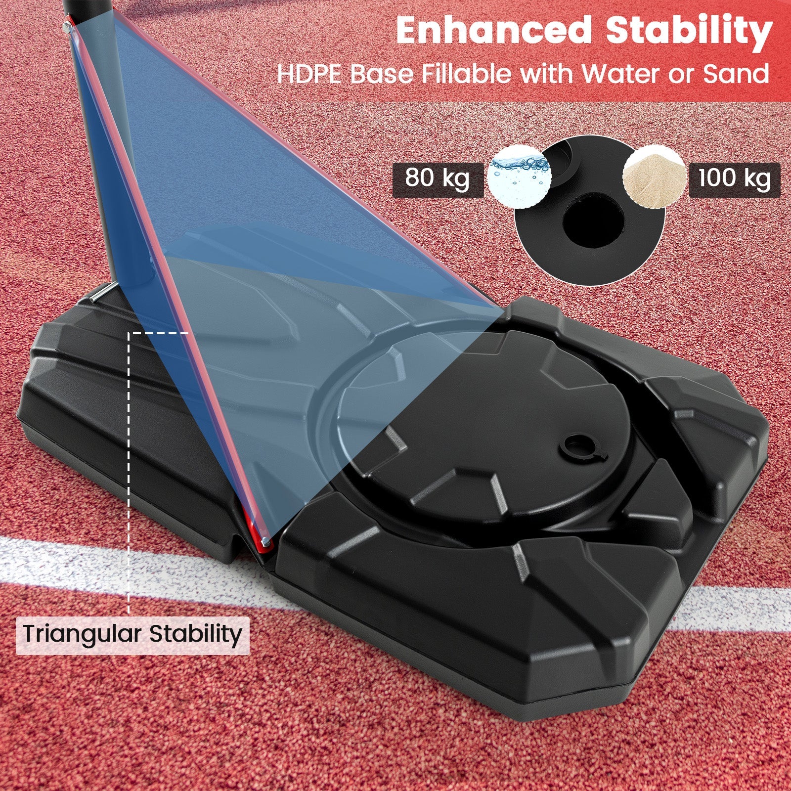 Portable Basketball Hoop with with 110cm Shatterproof Backboard and Wheels