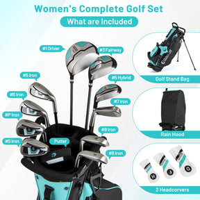 15-Club Package for Women with 460cc #1 Driver, #3 Fairway Wood, Hybrid, Irons (#5#6#7#8#9#P #S) and Putter