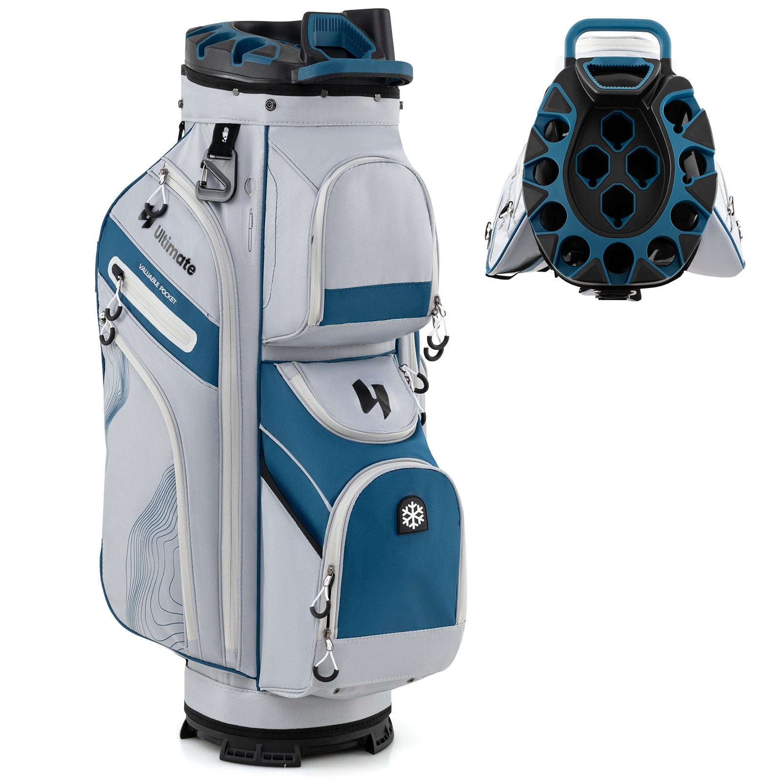 Golf Cart Bag, Molded Lock Top Golf Bag w/14-Way Full Length Dividers
