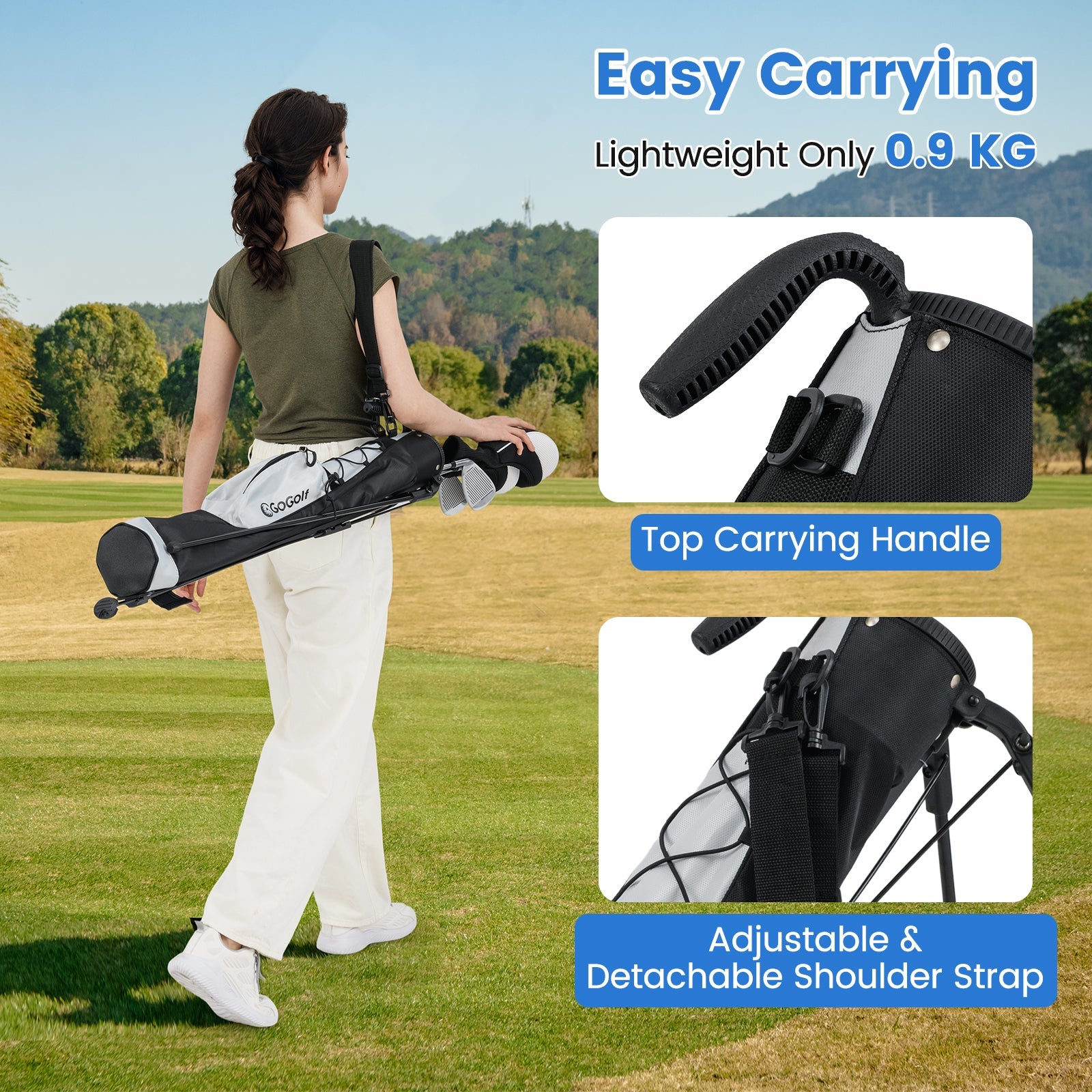 Lightweight Golf Stand Bag, Pitch n Putt Golf Bag for The Driving Range