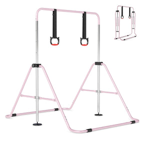 Expandable Gymnastic Bar for Kids, 4-Level Height Adjustable Gymnastic Horizontal Bar with Sturdy Metal Frame