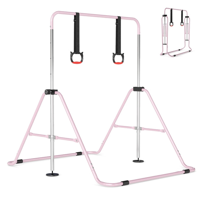 Expandable Gymnastic Bar for Kids, 4-Level Height Adjustable Gymnastic Horizontal Bar with Sturdy Metal Frame