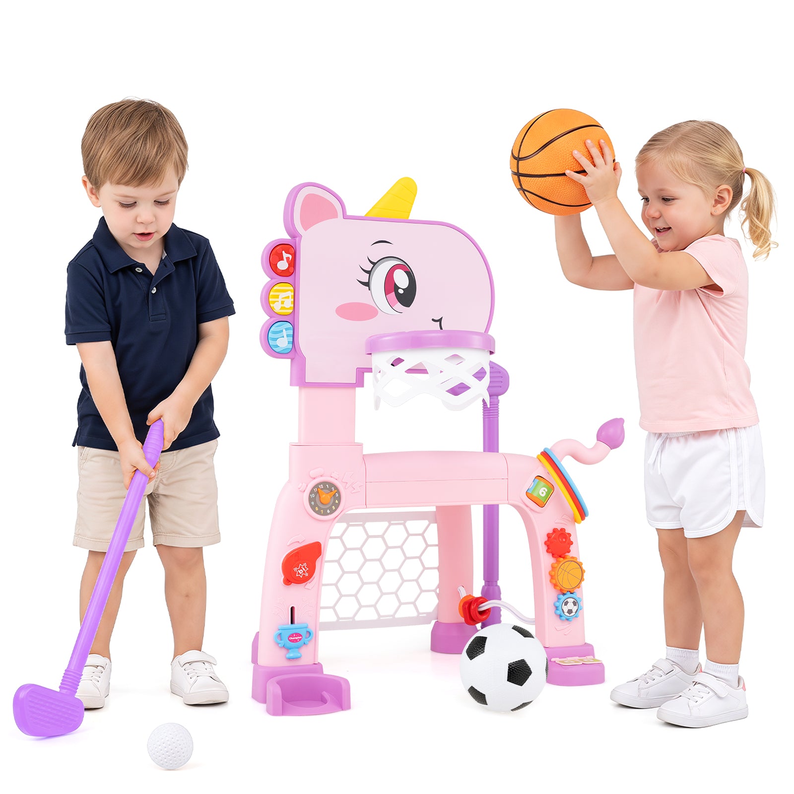 Dinosaur Toddler Basketball Hoop & Soccer Ball Activity Center