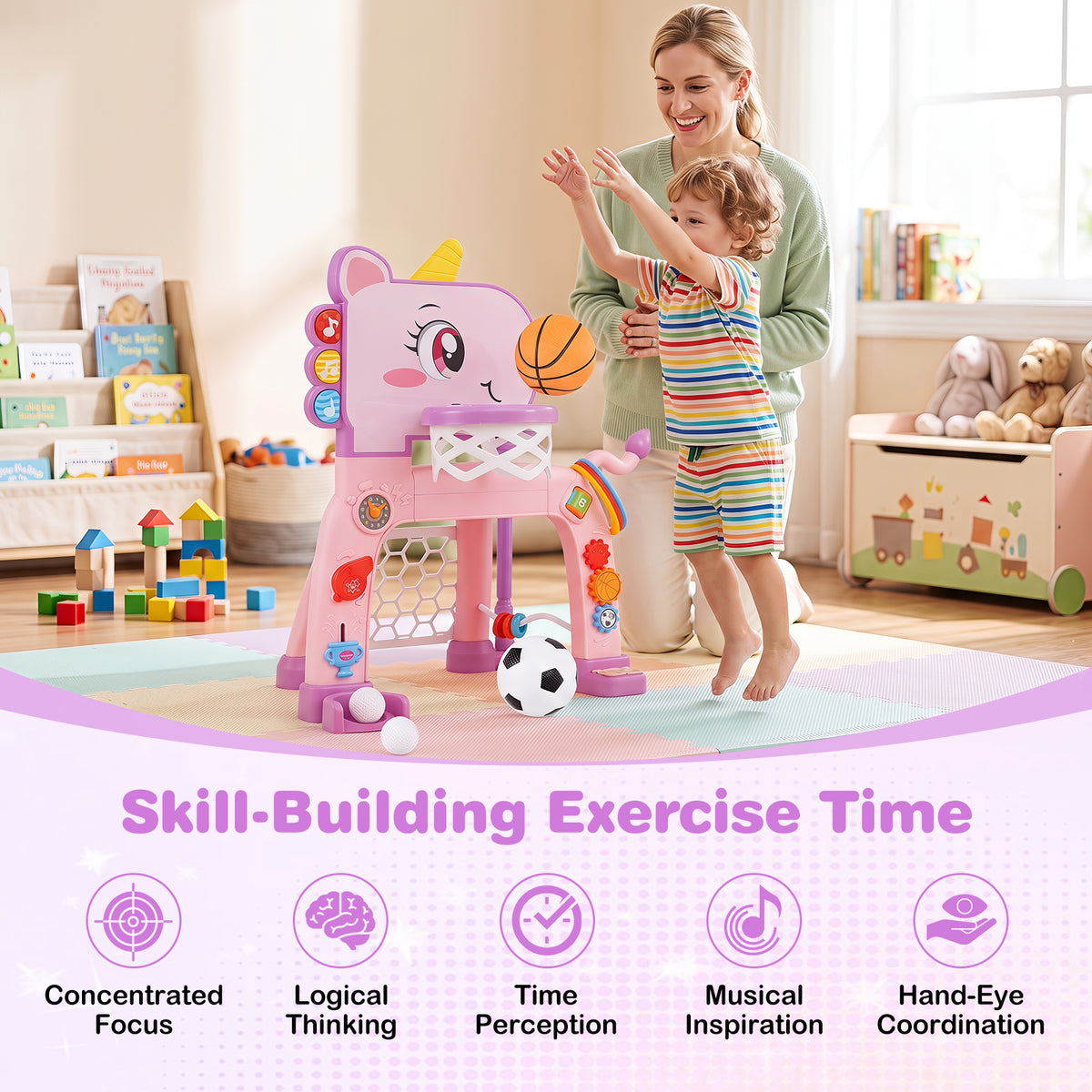 Dinosaur Toddler Basketball Hoop & Soccer Ball Activity Center