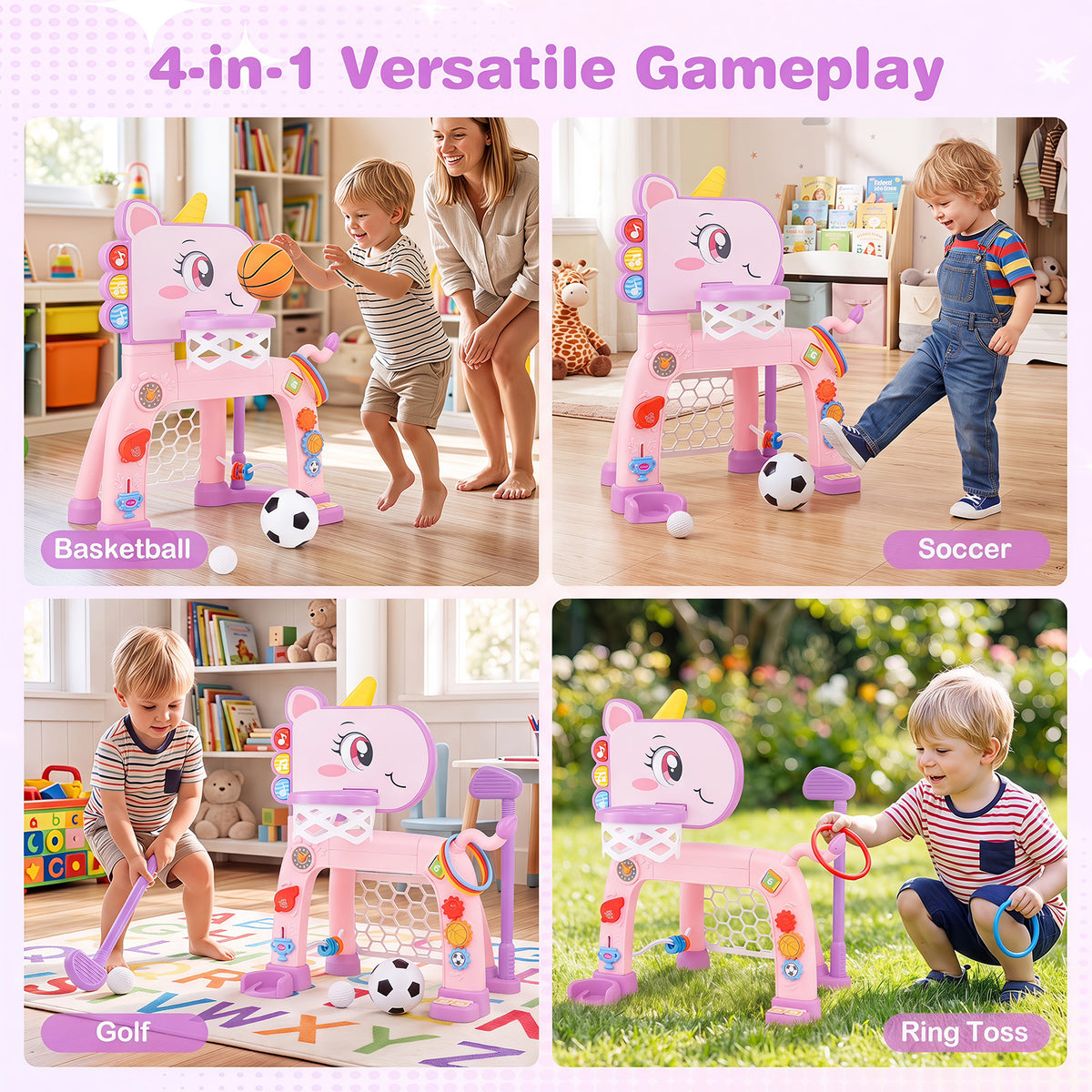 Dinosaur Toddler Basketball Hoop & Soccer Ball Activity Center