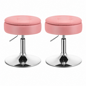 Vanity Stool with Storage, 360° Swivel PU Leather Vanity Chair, 50-66cm Height Adjustable Makeup Stool with Flipped Lid