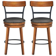 Set of 2 25.5 Inches 360-Degree Swivel Bar Stools Counter Height Dining Chair with Leather Padded Seat