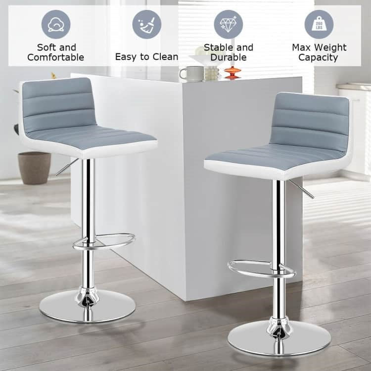 Set of 2 360-Degree Swivel Adjustable Heights Bar stool for Bar and Kitchen