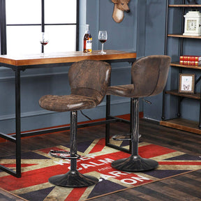 Set of 2 Adjustable Retro Swivel Barstools Hot-Stamping Bar Height Chairs with Chrome Footrest and Backrest