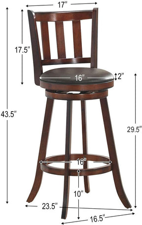 Set of 2 Bar Stools Counter Height Dining Chair 360 Degree Swivel Barstool Set with Cushion