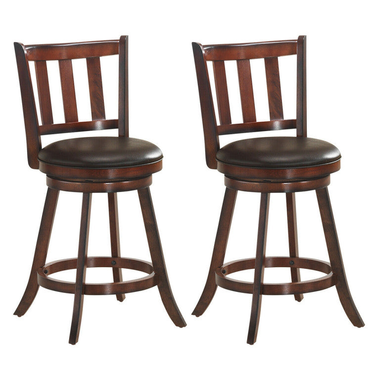 Set of 2 Bar Stools Counter Height Dining Chair 360 Degree Swivel Barstool Set with Cushion