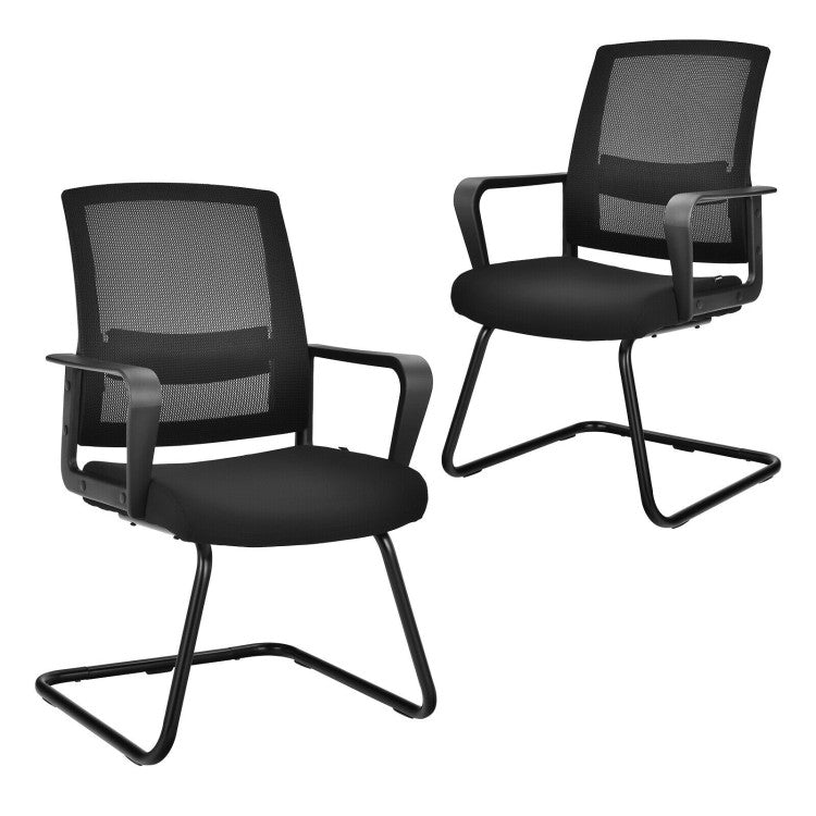 Set of 2 Conference Office Chairs with Lumbar Support for Home and Office
