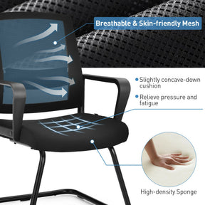 Set of 2 Conference Office Chairs with Lumbar Support for Home and Office