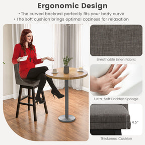 Set of 2 Counter Height Barstools 360° Swivel Bar Stool Seat Dining Chairs with Footrest and Cushion