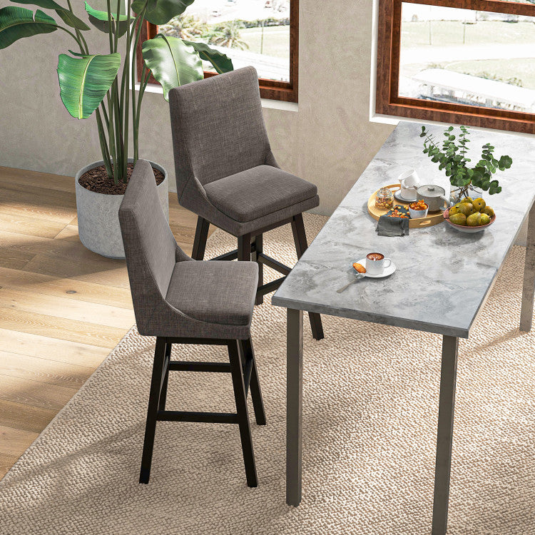 Set of 2 Counter Height Barstools 360° Swivel Bar Stool Seat Dining Chairs with Footrest and Cushion