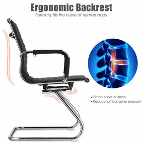 Set of 2 Office Guest Chair Heavy Duty Conference Reception Chair with Protective Arm Sleeves and Sled Base