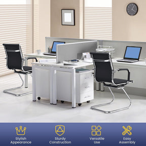 Set of 2 Office Guest Chair Heavy Duty Conference Reception Chair with Protective Arm Sleeves and Sled Base