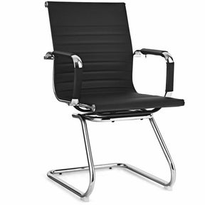 Set of 2 Office Guest Chair Heavy Duty Conference Reception Chair with Protective Arm Sleeves and Sled Base
