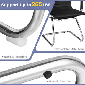 Set of 2 Office Guest Chair Heavy Duty Conference Reception Chair with Protective Arm Sleeves and Sled Base