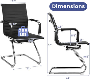 Set of 2 Office Guest Chair Heavy Duty Conference Reception Chair with Protective Arm Sleeves and Sled Base