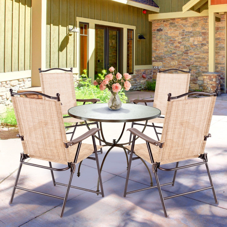 Set of 2 Outdoor Patio Lightweight Folding Fabric Chairs