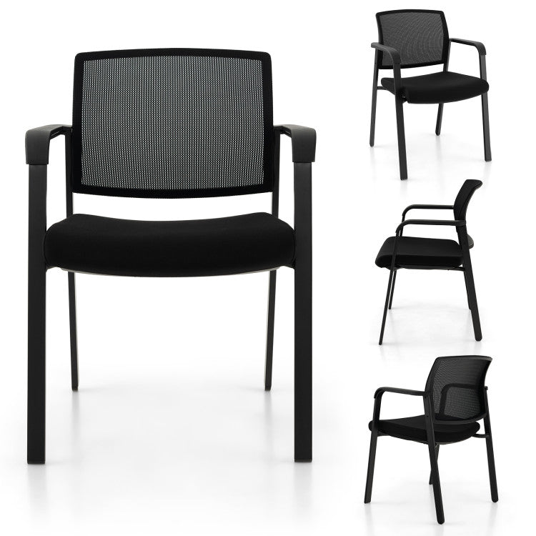 Set of 2 Stackable Meeting Chairs with Padded Seat for Reception Room and Office