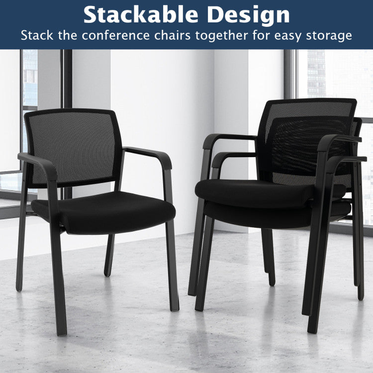 Set of 2 Stackable Meeting Chairs with Padded Seat for Reception Room and Office