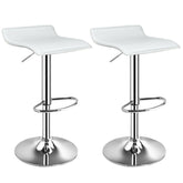 Modern Swivel Bar Stools Set of 2, Adjustable Height PU Leather Backless Counter Stools Kitchen Dining Chairs for Home, Restaurant, Bar