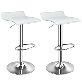 Modern Swivel Bar Stools Set of 2, Adjustable Height PU Leather Backless Counter Stools Kitchen Dining Chairs for Home, Restaurant, Bar